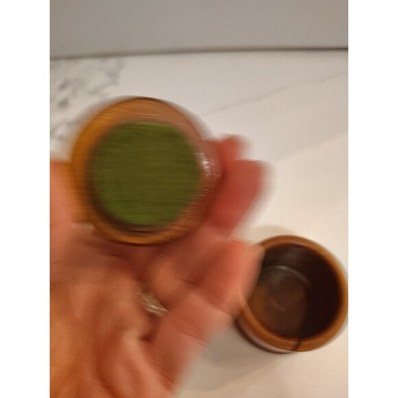 Vintage Wood Roll Stamp Holder Dispenser Yellow Roses Felt Bottom - Picture 9 of 9